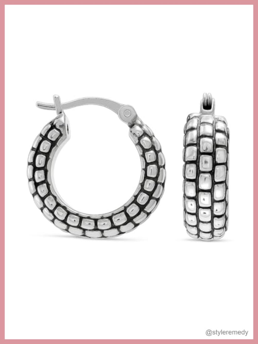 925 Sterling Silver Hoop Earrings Click-Top Bali Style Small